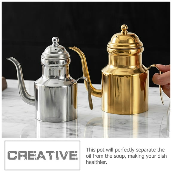 Topbathy 18oz Stainless Steel Oil Dispenser Olive Oil Bottle Vinegar Grease Container Leak Proof Pourer for Kitchen Silver
