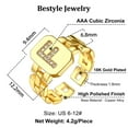 thumbnail image 5 of Bestyle Gold Plated Initial Ring for Women Chain Open Rings with Cubic Zirconia Letter F Adjustable Finger Ring Birthday Christmas Gift, 5 of 7