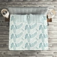 thumbnail image 3 of Ambesonne Teal and White Quilted Coverlet 3 Pcs, Grunge Feathers, Queen Size, Teal Dark Blue White, 3 of 4