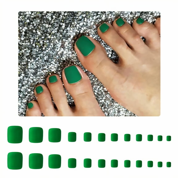 RAGUPEL 24Pcs Toe Press on Nails Matte Style Sandal Friendly Nail Sets Simple Style Press on Nails Short with Comes Includes Mini Glue for Women Style1