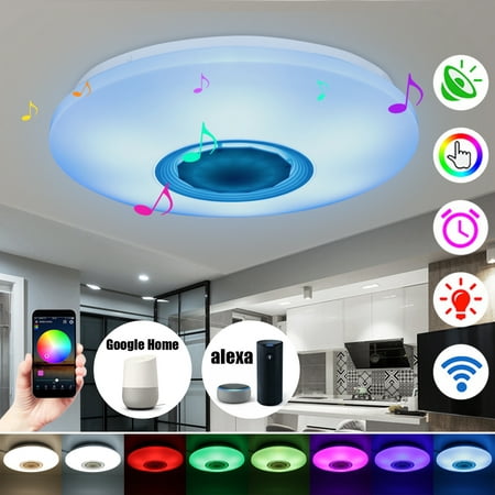 AC110-260V 48W LED Ceiling Light Fixture With Speaker Dimmable Music Recessed Light App Remote Control/Timer/Color Changing Smart