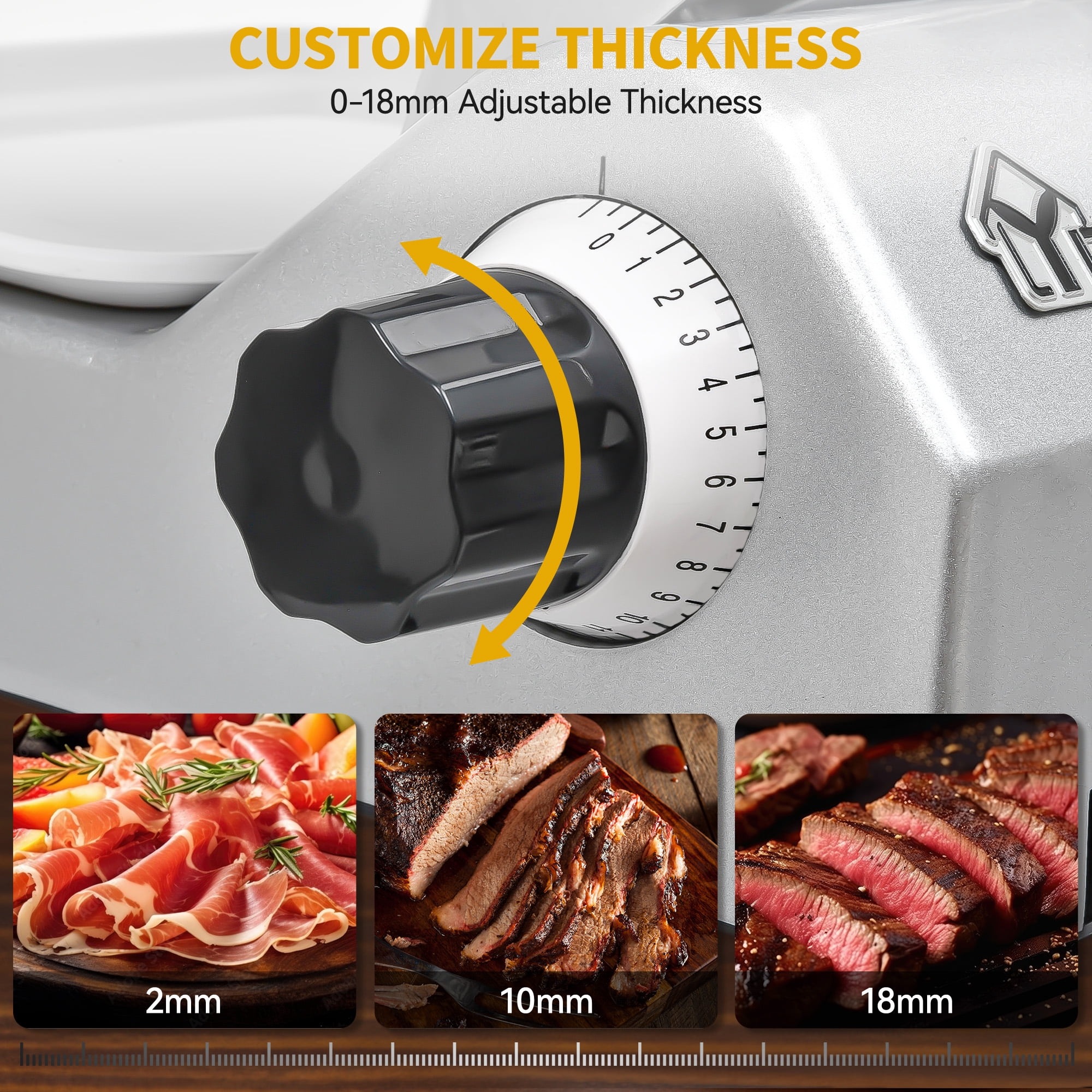 Uforic 12" Commercial Meat Slicer, 270W Electric Frozen Meat Slicer with Premium Hard Chrome Plated Blade for Cheese, Bread, Deli, Semi-Auto Slicer 0-18mm Adjustable Thickness