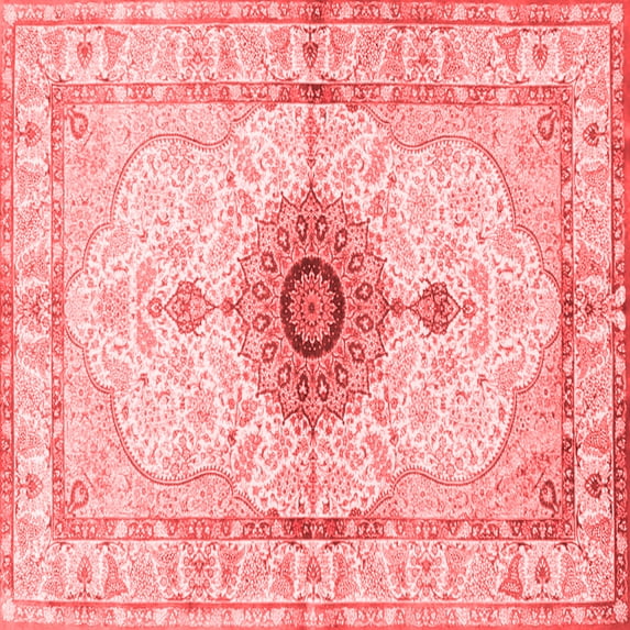 Ahgly Company Indoor Square Medallion Red Traditional Area Rugs, 6' Square