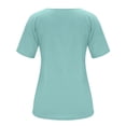 thumbnail image 5 of Womens T-shirts Short Sleeve V-neck Tees Solid Color Loose Fit Casual Summer Daily Wear Basic Tops Light Blue L, 5 of 5