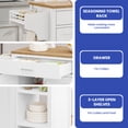 thumbnail image 4 of ModFusion 35" Rolling Kitchen Island Cart – 2 Doors, Drawer, Open Shelves, Spice & Wine Racks, Locking Wheels, 4 of 9