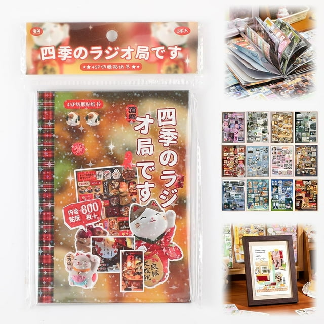 Japanese Manga Style Sticker Book,45 Sheets of Romantic Memory Series Comic Books Style Material Decoration Stickers, 800 Designs in 1 Book for DIY Diary Scrapbooking Notebooks