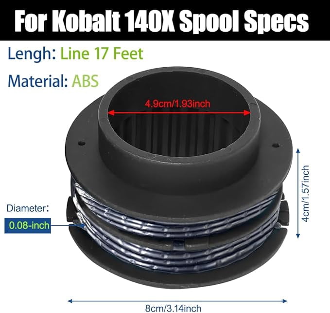 Replacement Spool Part for Kobalt KST 2540-06 Model #KST 1540-06 Model #KST 1640X-06 40V Max 2 Dual-line String Trimmers, Replacement Line for Kobalt KST 2540-06, KST 130X, KST 130X-06