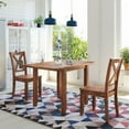 thumbnail image 3 of Harper & Bright Designs 3 Pieces Wood Drop Leaf Breakfast Nook Dining Table Set, Dining Table Set with Expandable Table Leaves & 2 X-Back Chairs for Small Places, Brown, 3 of 17