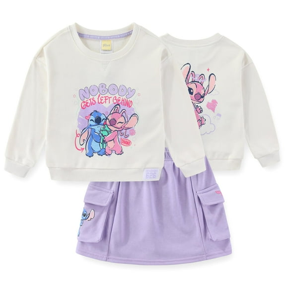 Disney Lilo & Stitch French Terry Sweatshirt and Skort Skirt Set (Girls), 2 Piece Set, Sizes 5-12