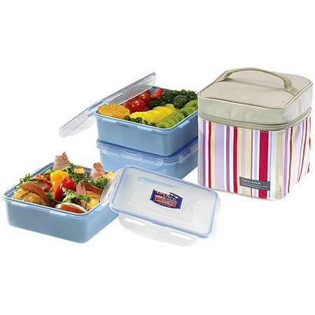 Lock & Lock 7-Piece Medium Square Lunch Box Set with Leak-Proof Locking Containers