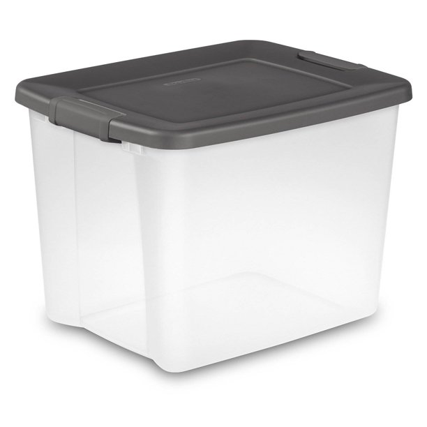 Sterilite 50Quart Storage Clear Base Stackable Latching Shelf Tote (24