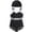 5-Black, variant on SGMVNU Girls Swimsuit with Cap Two Piece Swimwear Set Girl Tankini Size 12 Cute Floral/Cartoon Bathing Suit Sunsuit, Size 2-3 Years, 5-Black