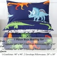 thumbnail image 4 of URBONUR 3 Pieces Dinosaur Queen Comforter Set for Boys Kids, Cartoon Dinosaur Print Comforter Set, Dark Blue Reversible Bed Set for Toddler Teens Boys, 4 of 7