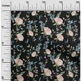 thumbnail image 1 of oneOone Cotton Silk Black Fabric Flower & Leaves Watercolor Craft Projects Decor Fabric Printed By The Yard 42 Inch Wide, 1 of 4