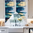 thumbnail image 4 of Abstract Swag Curtain Valance for Windows, Gold and Navy Blue Window Treatments Short Swag Topper for Kitchen Windows Bathroom Bedroom, 36"x45", 4 of 8