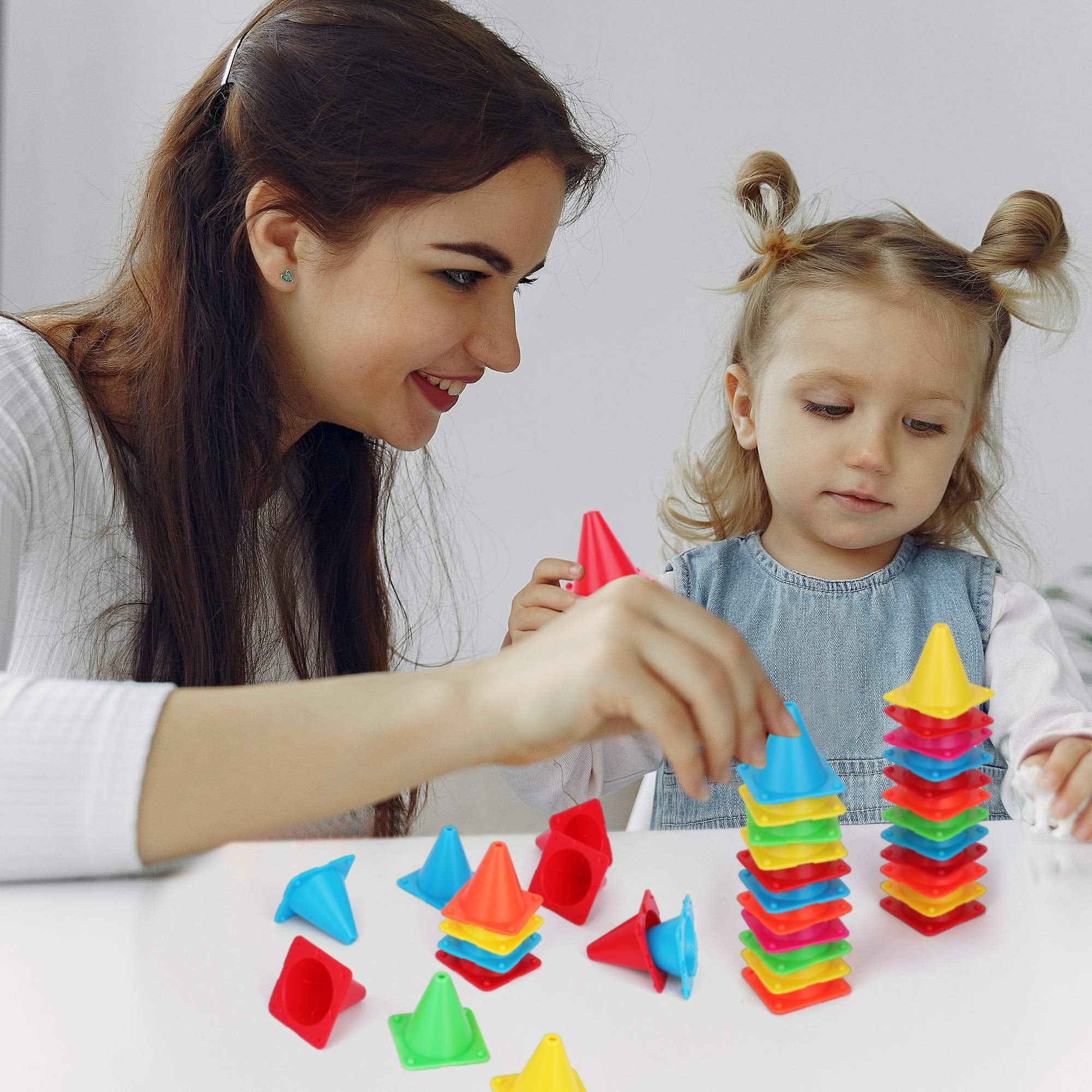 PlayBuild ConestaX Stacking Game - 48 Pcs Cones Balancing Stacking Toy -  Fun STEM / STEAM Activity Games for Toddler - Educational Cone Stack Toys  