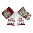thumbnail image 4 of Serafina Home Holiday Christmas Kitchen Potholders and Bath Dish Hand Towels Set: Merry Christmas Poinsettia Holly 4 Pc Design, Red White, 100% Cotton for Baking Cooking Hands, Dishes or Home Decor, 4 of 5