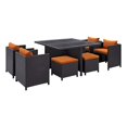 thumbnail image 2 of Modway Rattan Inverse Wicker Outdoor Patio Furniture Set of 9 Dining, Orange, 2 of 5
