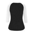 thumbnail image 4 of Womens Ribbed Knit Tops Ruffled 3/4 Sleeve Base Sweater Crew Neck Pullover Solid/Colorblock Fall Casual Clothes (XL, Black 01), 4 of 5