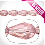 Pink Briolette Crystal Beads 8x11mm Center-Drilled, 34pcs / string of 16 inchs