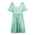 thumbnail image 3 of SMihono Robes Bohèmes d'Été pour Femmes Grande Taille Col en V Imprimé Manches Évasées Temps de Loisirs en Vacances Robe à Manches Courtes, 3 of 5