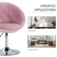 thumbnail image 3 of HOMCOM Modern Makeup Vanity Chair Round Tufted Swivel Accent Chair with Chrome Frame Height Adjustable for Living Room, Bedroom Pink, 3 of 9
