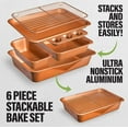 thumbnail image 4 of Gotham Steel Baking Pans 6 Piece Cookie Sheet Bakeware Set Nonstick Dish Tray Oven Pan Ceramic Casserole Dish Jelly Roll Pan, 4 of 6