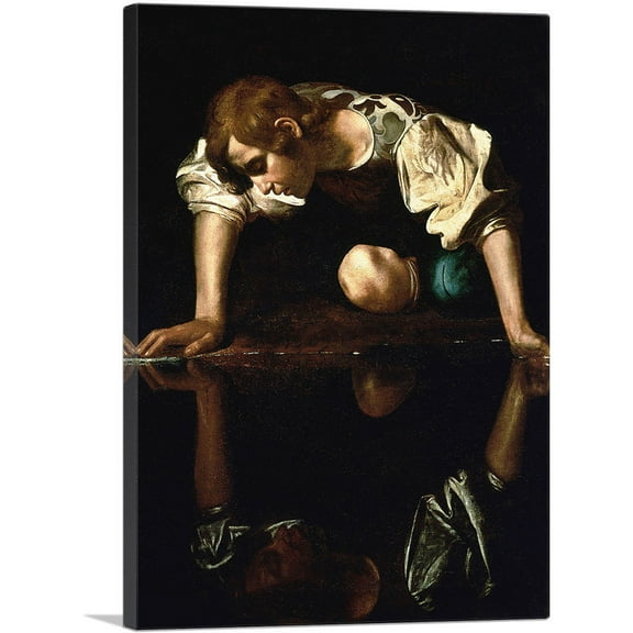 ARTCANVAS Narcissus 1599 Canvas Art Print by Caravaggio - Size: 26" x 18" (0.75" Deep)