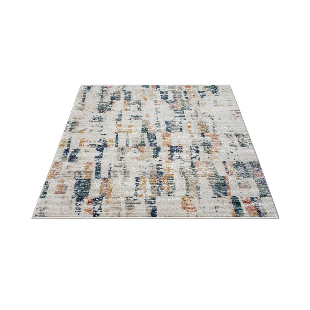 Ox Bay and Evette Rios Bellamy 5' x 7' Blue/Orange Abstract Durable Performance Indoor Area Rug