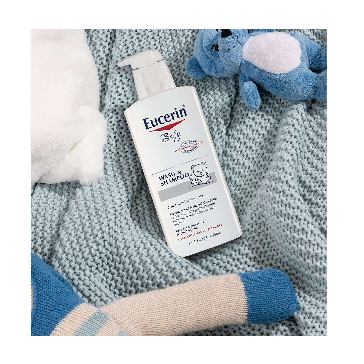Eucerin Baby Wash & Shampoo Sensitive Skin, Fragrance Free, 13.5oz, 6-Pack