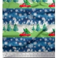 thumbnail image 1 of Soimoi Blue Silk Fabric Car & Pine Tree Nature Print Sewing Fabric Yard 42 Inch Wide, 1 of 1