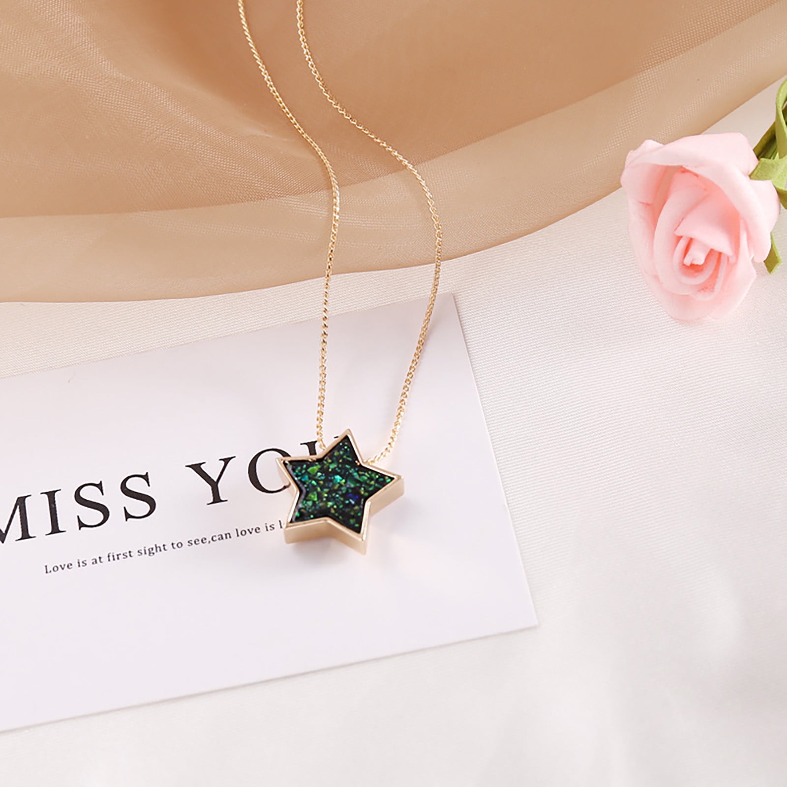 1Pcs Fashion Women Diamond Shape Crystal Pendant Necklace Charm Jewelry Gift 