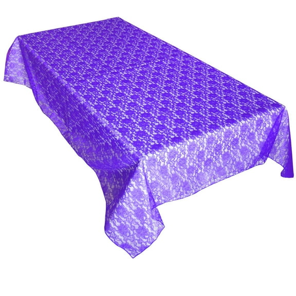 Sheer Lace Tablecloth Overlay Wedding and Party Decoration Purple