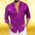 thumbnail image 2 of XIAOCHA Men's Sparkly Glitter Shirt Deep V Neck Long Sleeve Casual Tunic Eye Catching Glam Party Going Out Top, 2 of 4