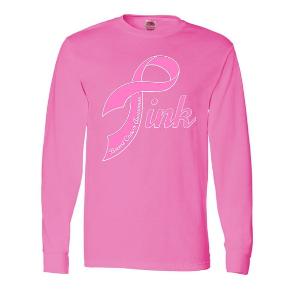 Inktastic Pink Ribbon for Breast Cancer Awareness Long Sleeve T-Shirt