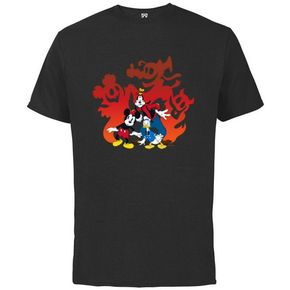 Disney Mickey Mouse Donald Goofy Halloween Scary Shadows - Short Sleeve Cotton T-Shirt for Adults - Customized-Black