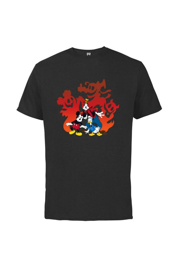 Mickey Mouse Donald Goofy Halloween Scary Shadows - Short Sleeve Cotton T-Shirt for Adults - Customized-Black