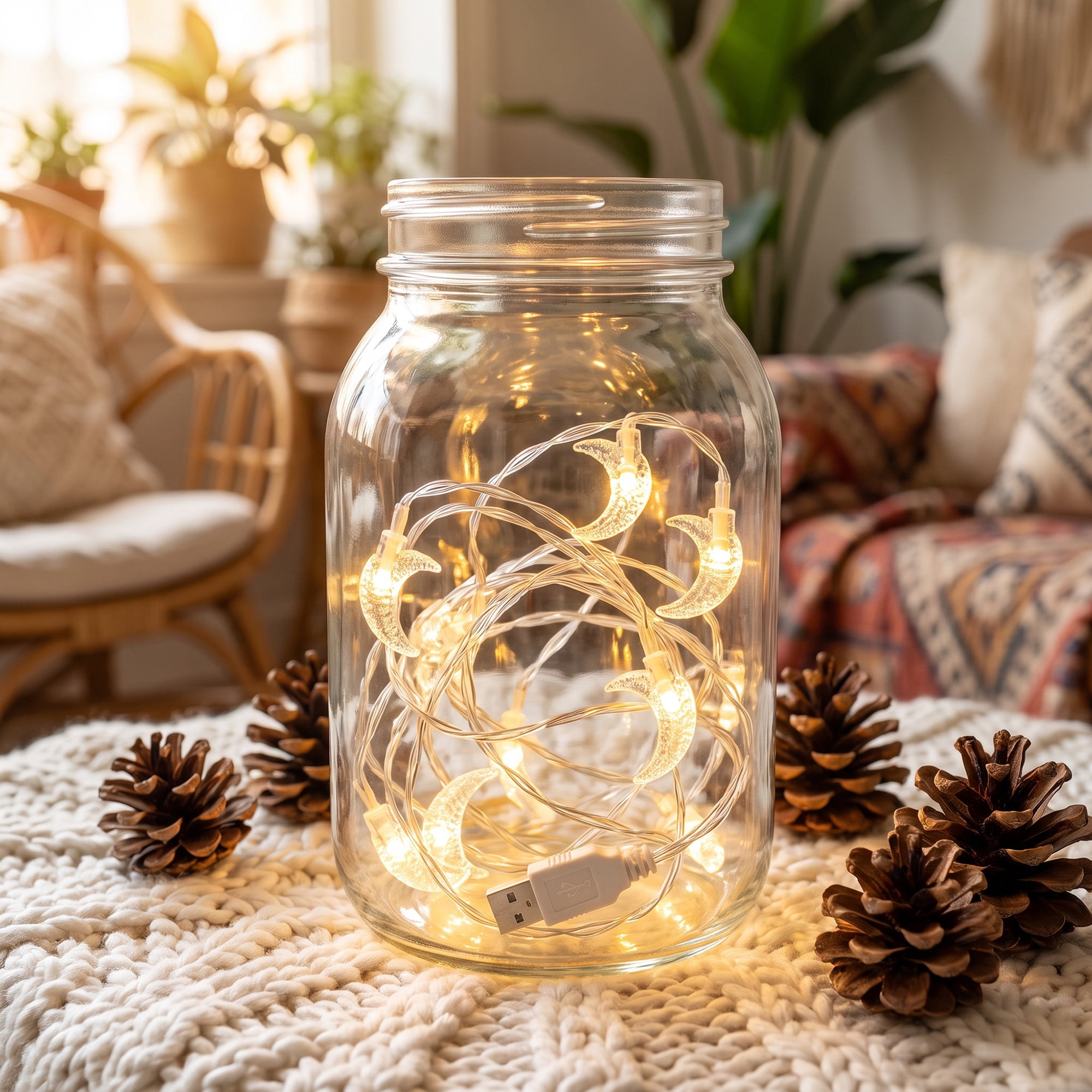 Unique Bargains Moon Fairy Lights for Decor 9.8 ft Warm White USB Powered