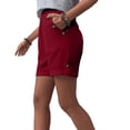 thumbnail image 7 of Nmnitkp Shorts for Women High Waisted Linen Blend Bermuda Shorts, Elastic Waist Casual Shorts with Decorative Buttons & Pockets for Summer Beach & Daily Wear Red,L, 7 of 7