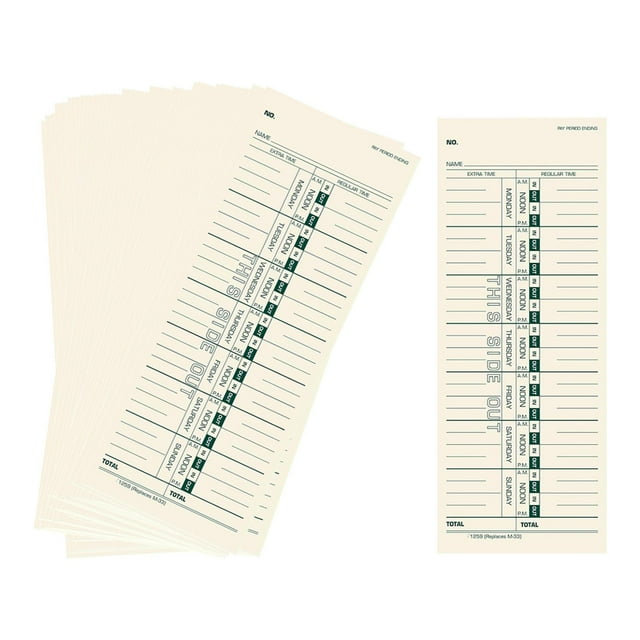 Rongfmy 50 Pieces Time Cards Office Supplies Overtime Calculation Clock in Timecards