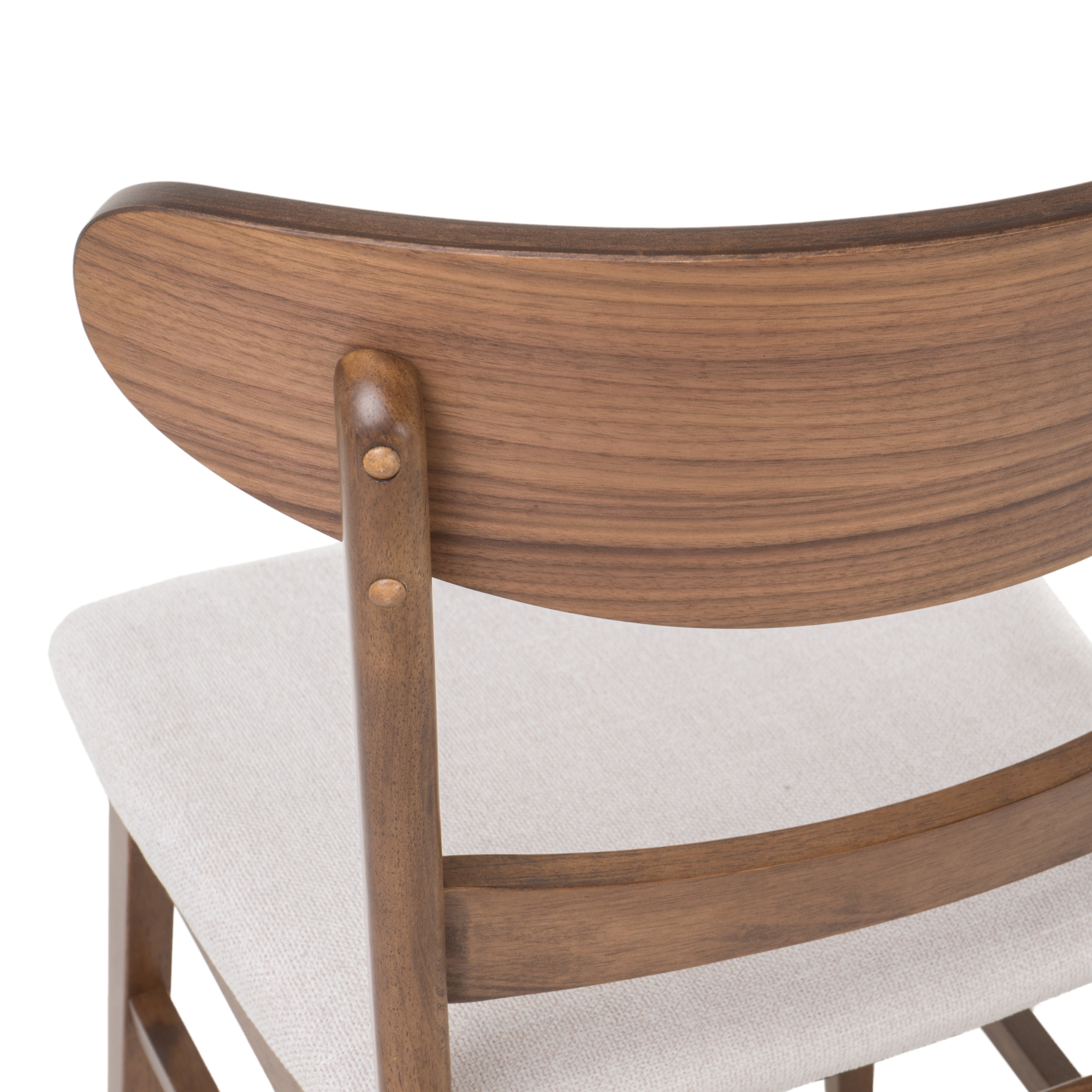 GDF Studio Isador Mid Century Modern Fabric Upholstered Wood Dining Chairs, Set of 2, Light Beige and Walnut