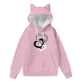 thumbnail image 4 of Heisall Womens Hoodies Casual Long Sleeve Loose Hooded Pullover Cute Cat Ears Print Fashion Casual Tops, 4 of 4