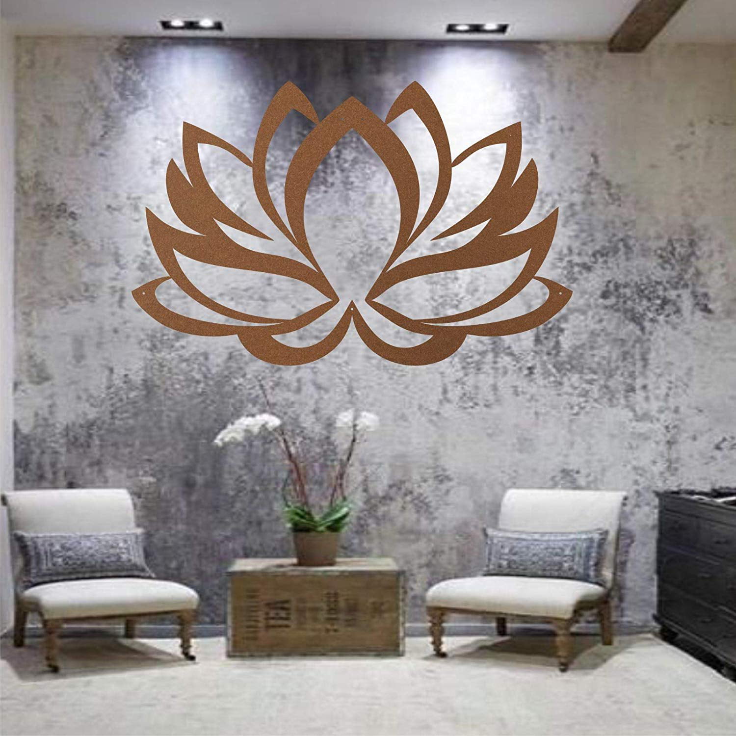 LaModaHome Metal Wall Art, Metal Lotus Flower Art Bronze