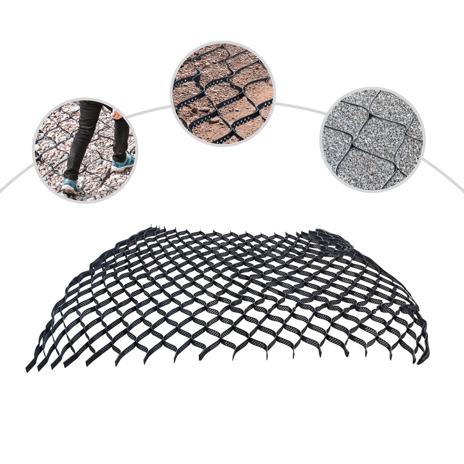 2" Thick Geo Grid Mesh for Gravel Walkways Driveway HDPE 160 sq ft Ground Geogrid Retaining Wall Reinforcement for Landscape, Patios, Parking Lots, Desert, Saline/Swelling Soil