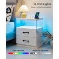 thumbnail image 3 of White LED Nightstand with Charging Station and Acrylic Board, 2 Drawer Night Stand with LED Lights for Bedroom, Modern Bedside Table for Living Room, 3 of 7