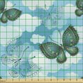 thumbnail image 2 of Ambesonne Butterfly Fabric by the Yard Microfiber, Floral Ornamental Moths, 10 Yards, Sky Blue Dark Teal, 2 of 2