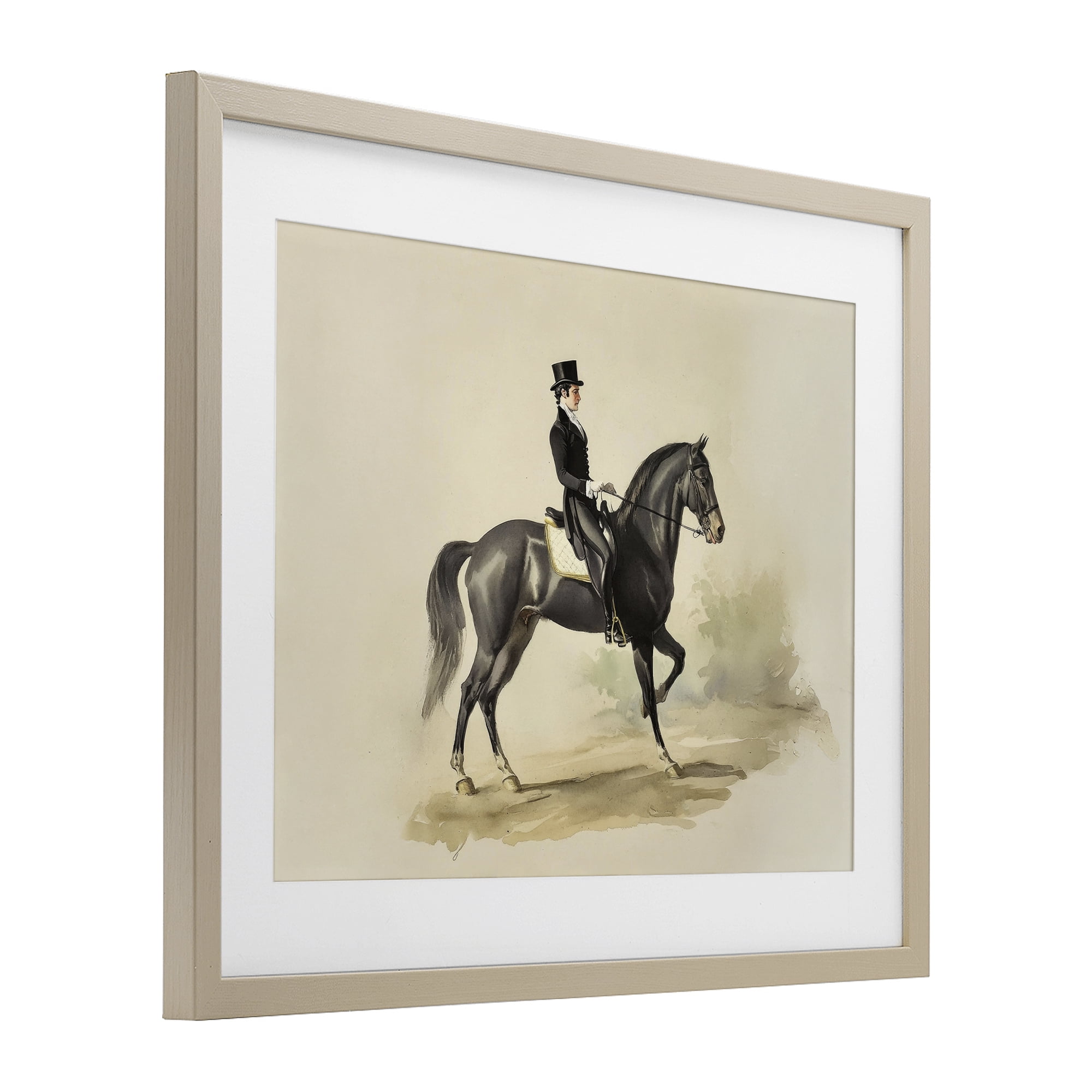 Stupell Industries Gentleman On A Horse Birch Framed Print Under Glass, design by Sisi and Seb