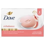 Dove Beauty Bar Soap For Rebalanced Skin, Rebalancing White Peach & Rice Milk, With Moisturizing Cream to Nourish Skin, 3.75 oz 4 Count