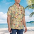 thumbnail image 3 of Gaeub Retro Geometry Print Men's Hawaiian Shirt,Button Down Short Sleeves Shirts,Tropical Beach Casual Button Down Shirts,3X-Large, 3 of 7