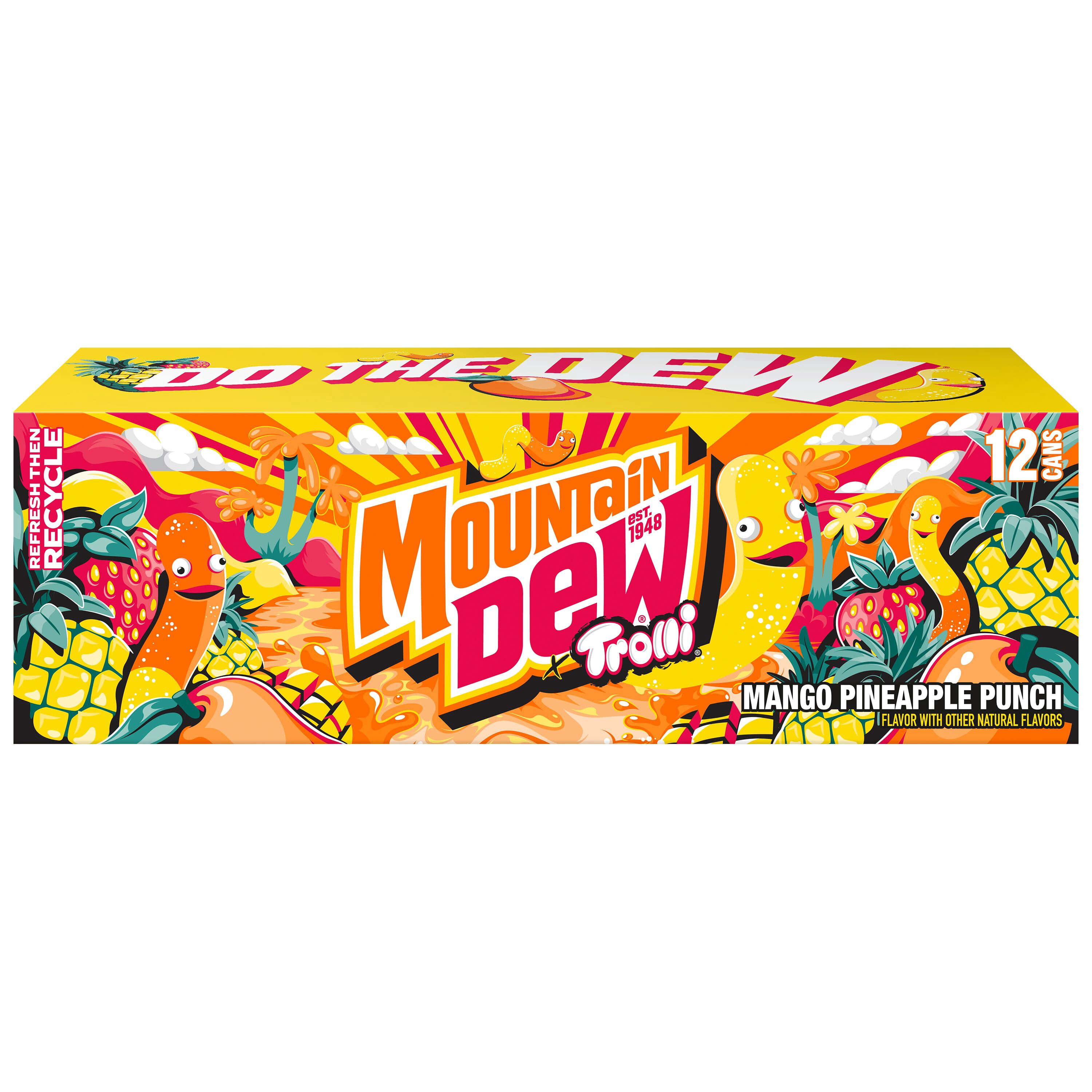 (2 pack) Mountain Dew x Trolli Mango Pineapple Punch 12 fl oz, 12ct Can